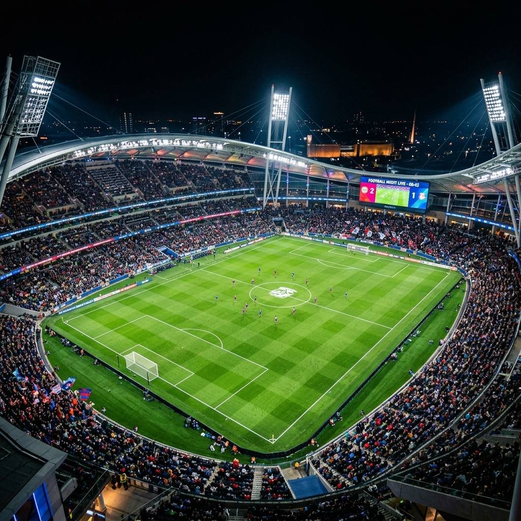 Football pitch under lights