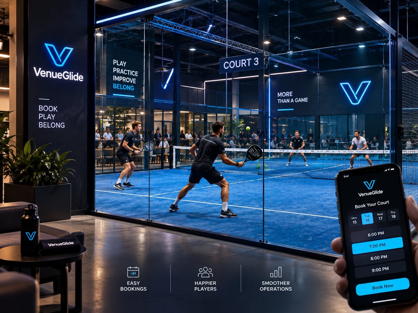 Padel court booked through VenueGlide
